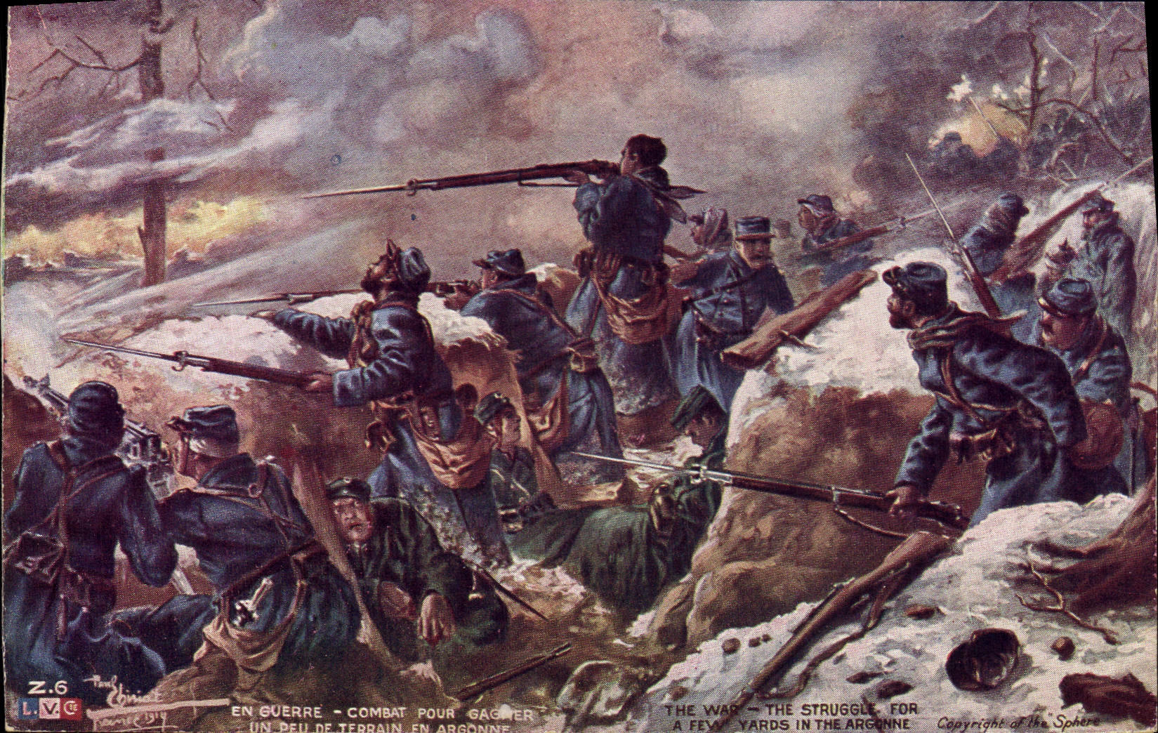 Combat pour gagner un peu de terrain en Argonne — The War — The Struggle for a Few Yards in the Argonne — éditeur L.V.G. n° Z.6