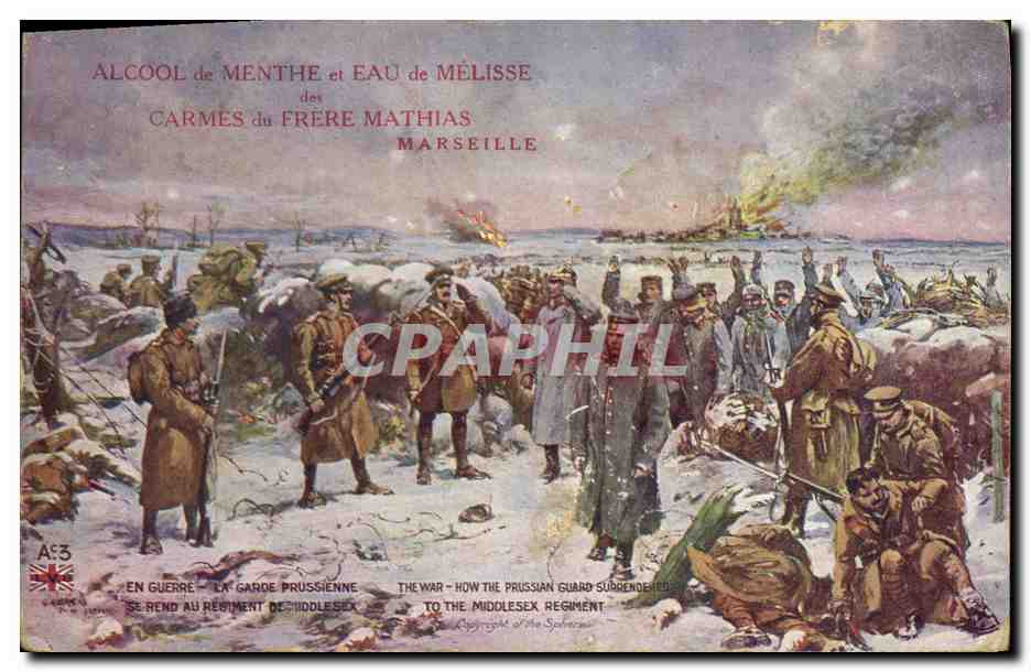 La Garde Prussienne se rend au régiment de Middlesex — Alcool de Menthe et Eau de Mélisse des Carmes du Frère Mathias Marseille
