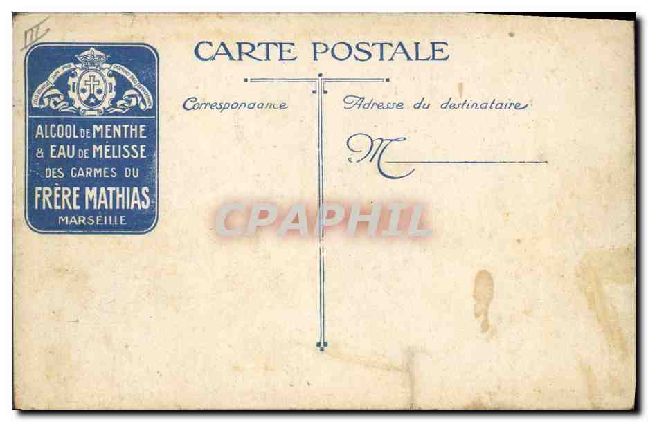 La Garde Prussienne se rend au régiment de Middlesex — Alcool de Menthe et Eau de Mélisse des Carmes du Frère Mathias Marseille — Verso