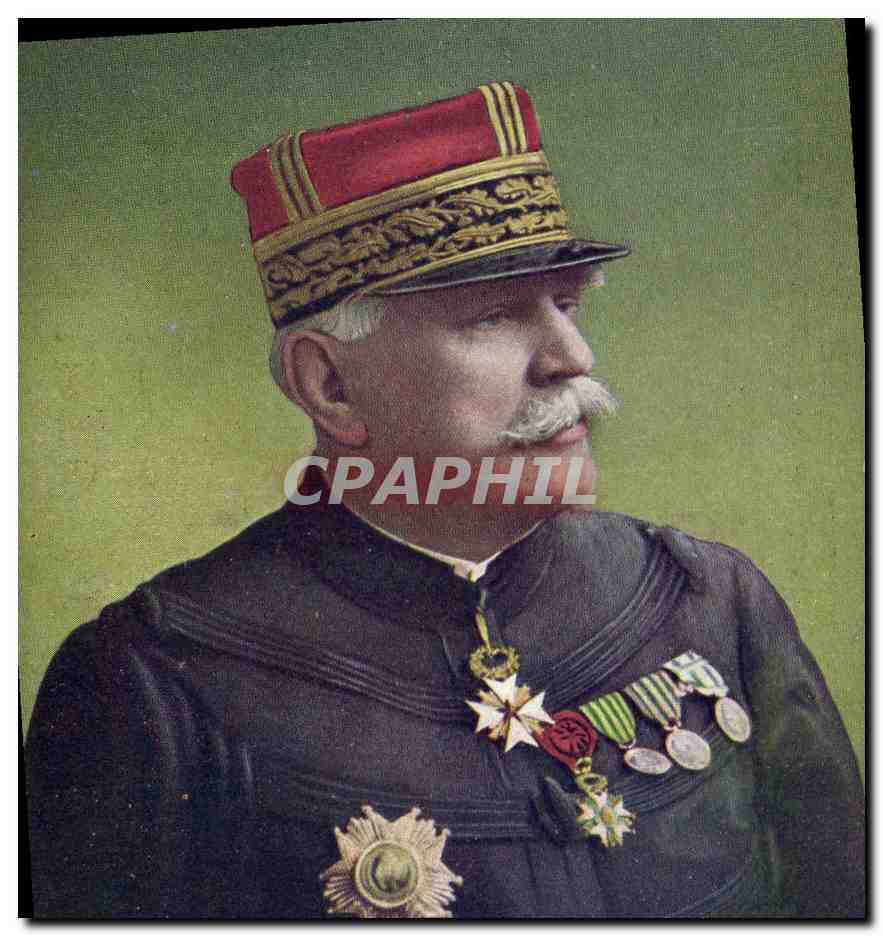 French General in Uniform — Decorated with Medals — Unknown Publisher, Series Number Not Visible