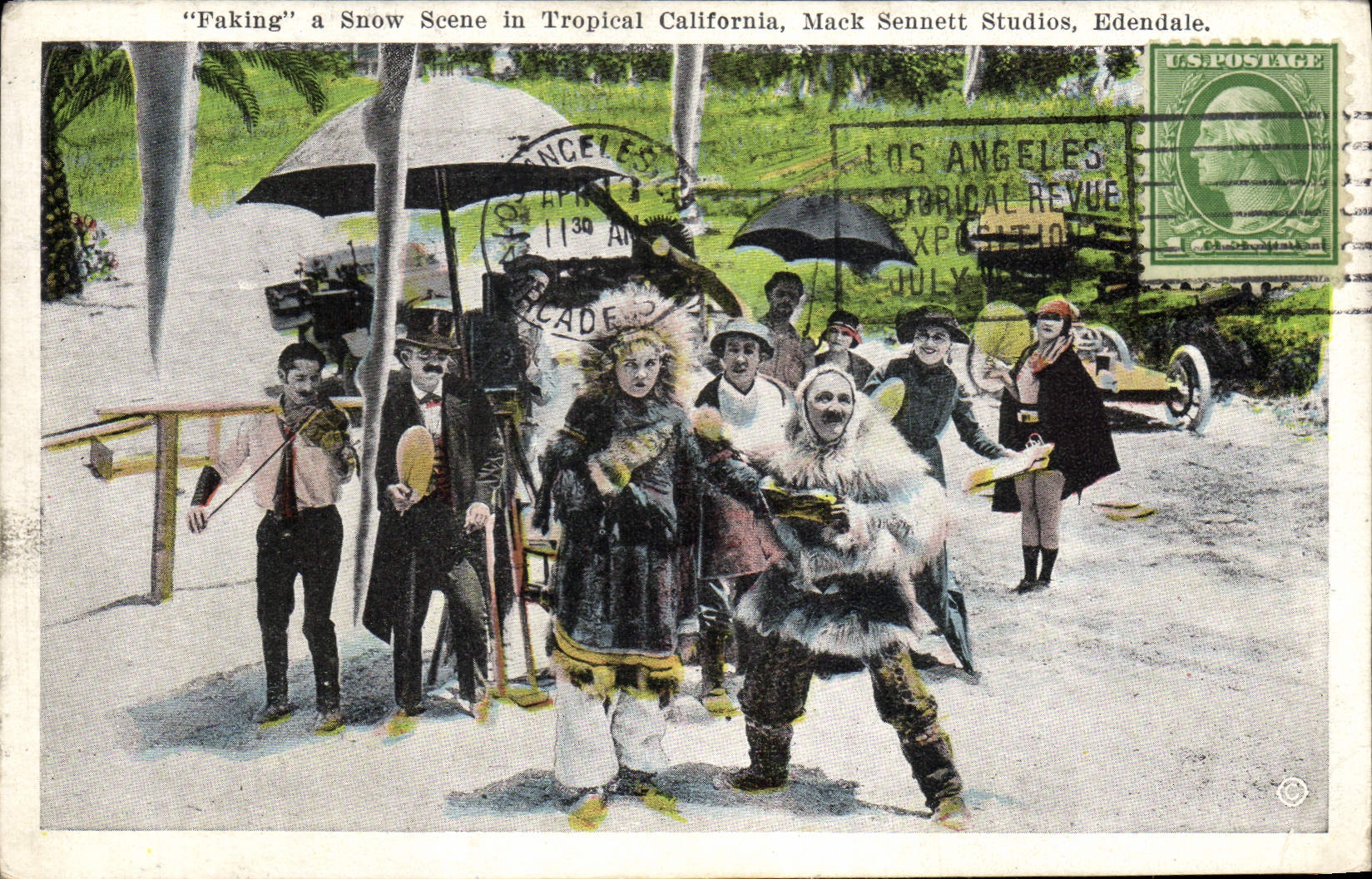 CPA Cinema Faking a snow scene in Tropical California Mack Sennett Studios Edendale TOP 