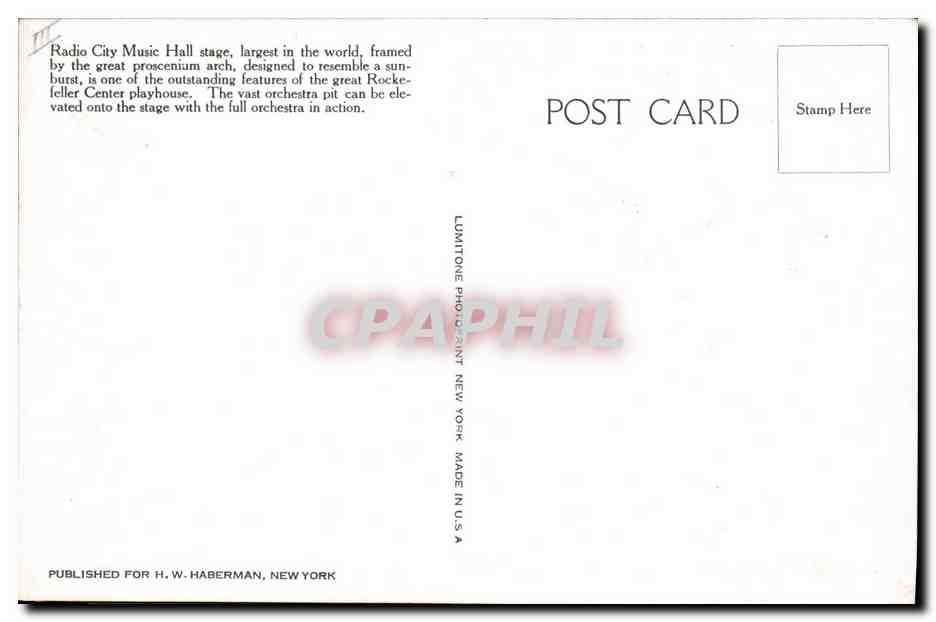 Radio City Music Hall — Rockefeller Center, New York — LUMITONE PHOTO PRINT — Verso