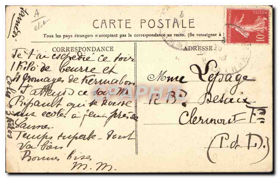 CPA Folklore Jeune homme des environs de Lorient — Verso