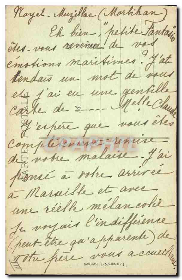 CPA Folklore Costume de Pont L'Abbe — Verso