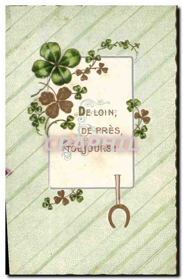 CPA Fantaisie Fleurs Fer a cheval Trefle 