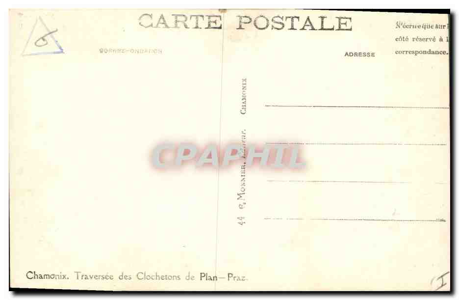 CPA Alpinisme Chamonix Traversee des Clochetons de Plan Praz  — Rückseite