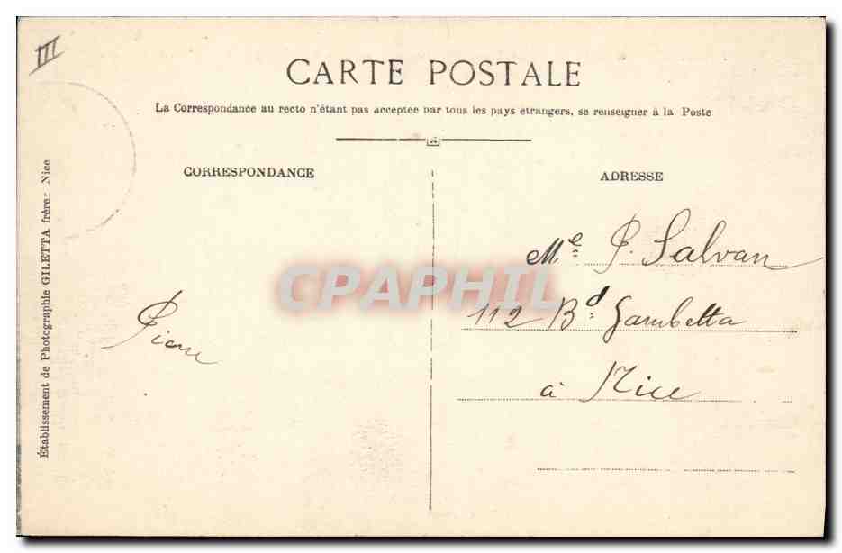 Le Grand Cimon de RABUONS — alt. 3000 m — Vallée de Tinée (A.-M.) — Édition Giletta, phot. Nice — Reverso