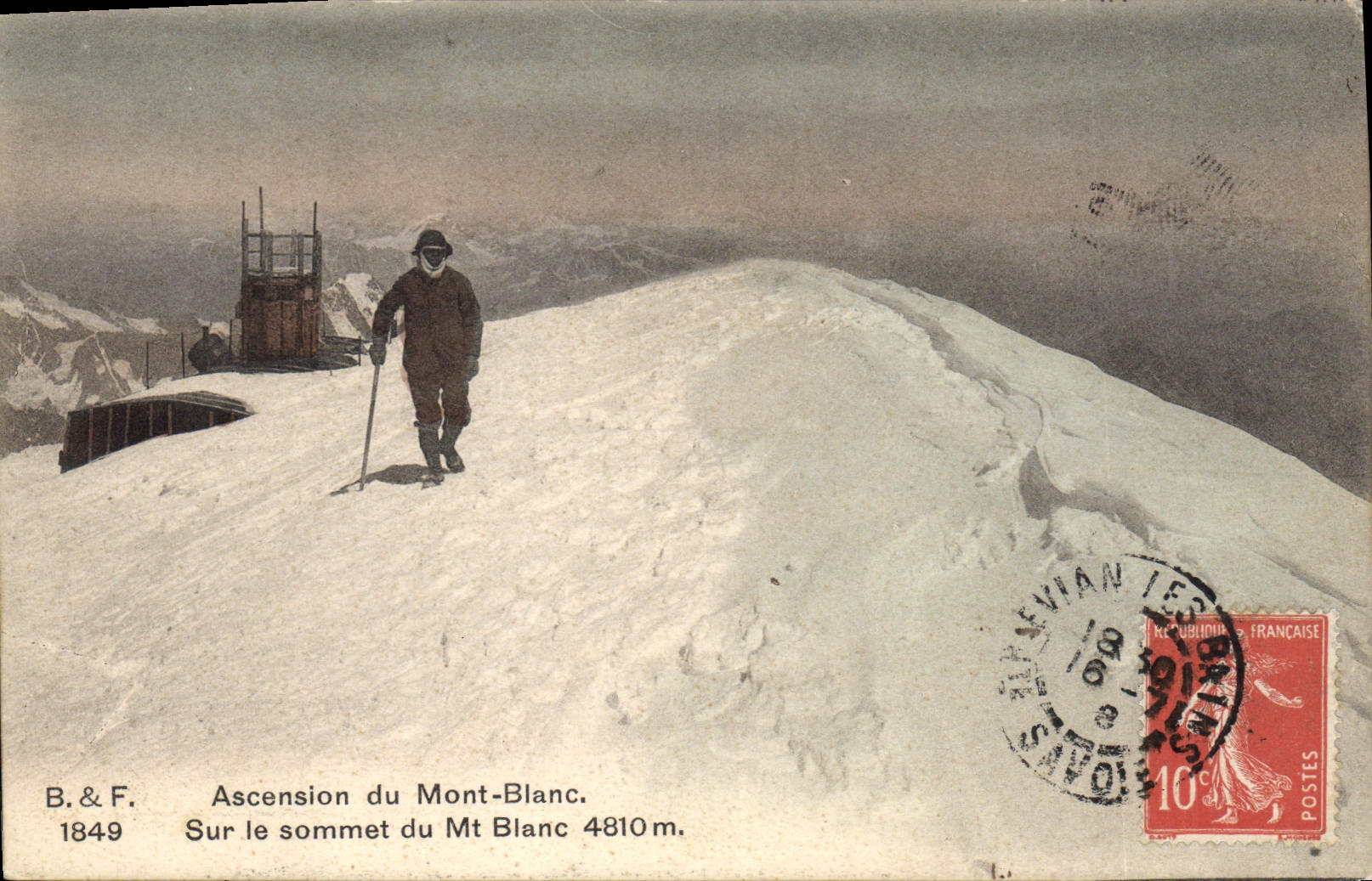 Ascension du Mont-Blanc — Sur le sommet du Mt Blanc 4810m — B.&F. 1849
