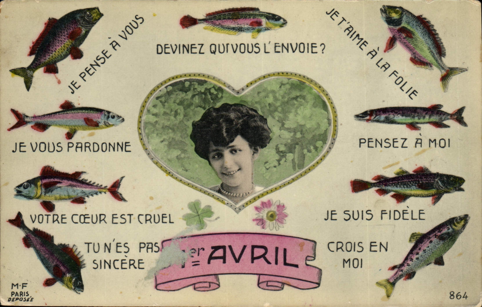 CPA Fantaisie Femme Poissons 1er Avril 