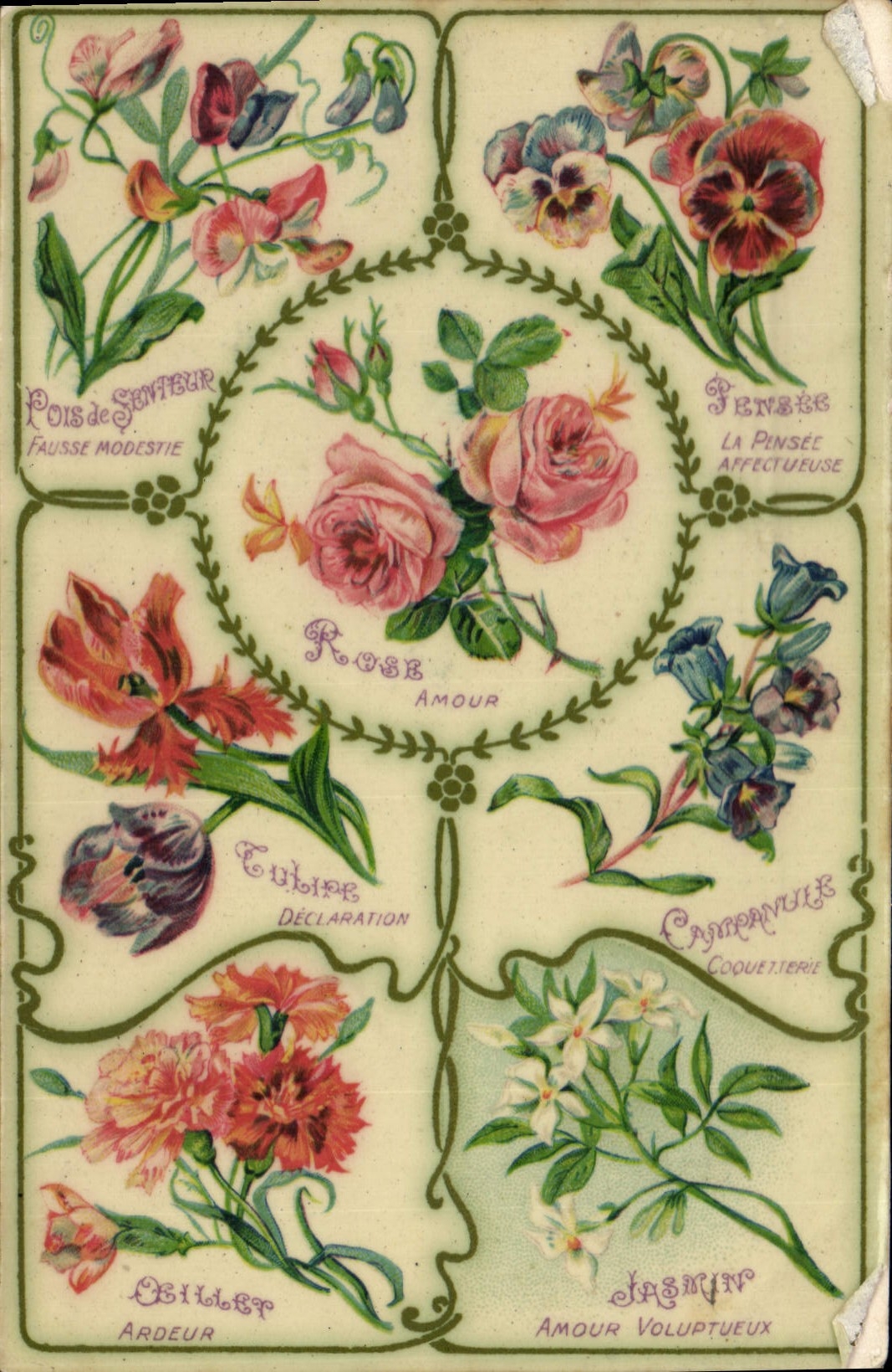 CPA Fantaisie Langage des Fleurs 
