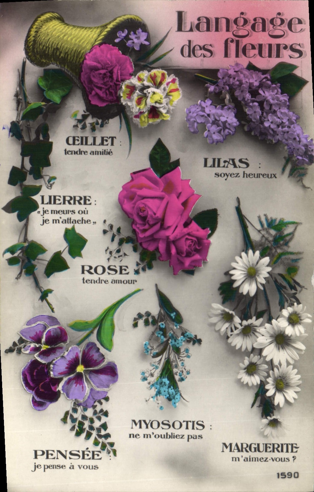 CPA Fantaisie Langage des Fleurs 
