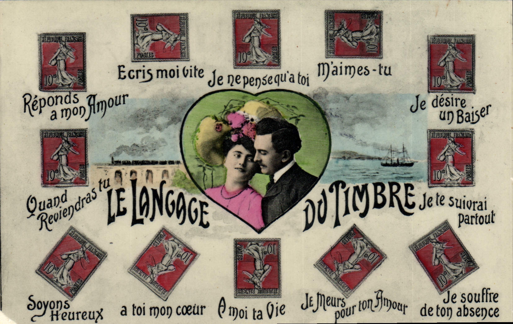 CPA Fantaisie Langage du timbre 