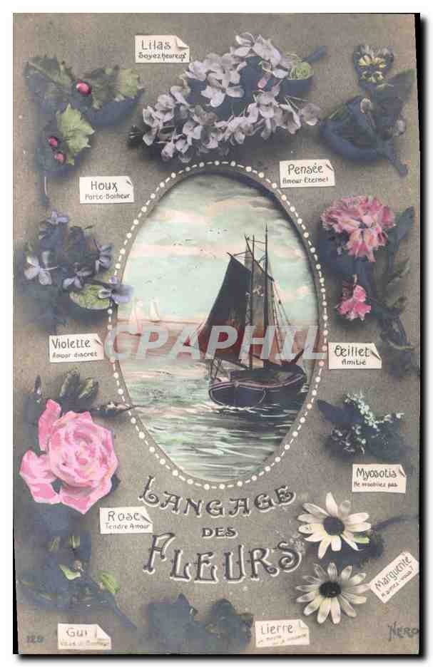 CPA Fantaisie Langage des Fleurs Bateau 