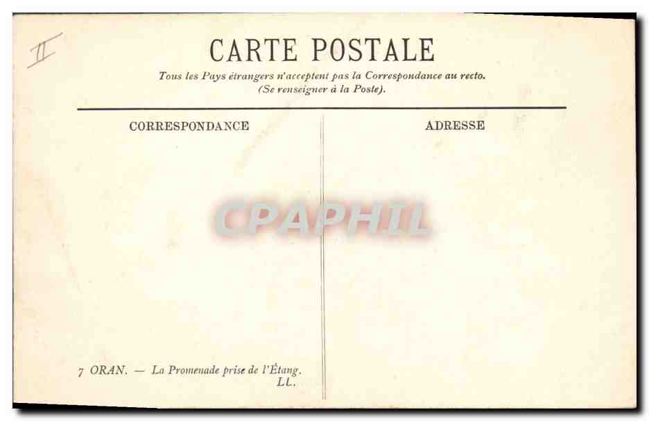 CPA Palmiers Palmier Oran La promenade prise de l'etang  — Rückseite
