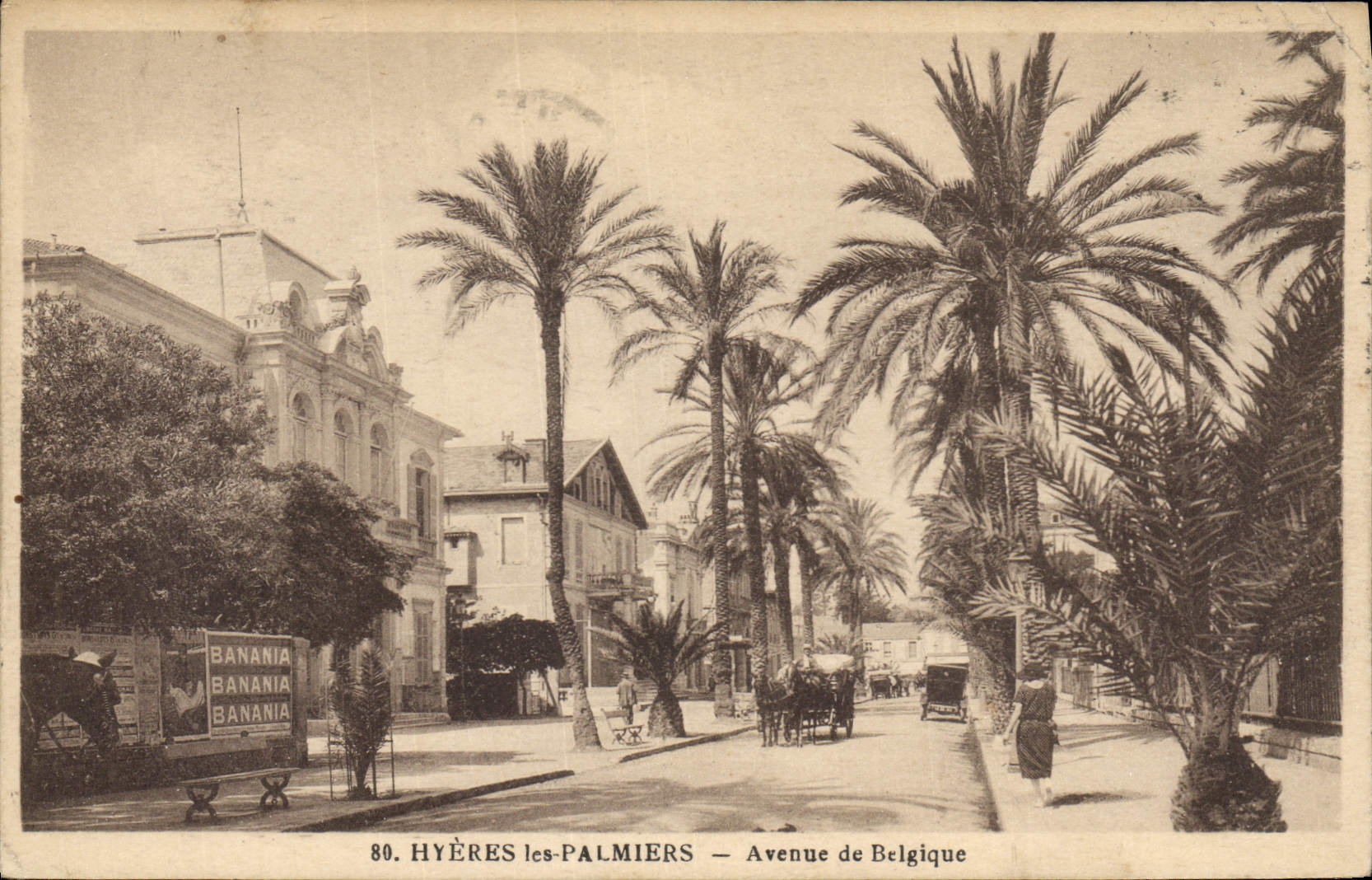 Hyères-les-Palmiers — Avenue de Belgique — éditeur Banania, n° 80