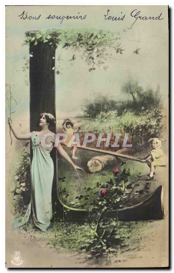 Femme et enfants dans un jardin — Louis Grand — n°195