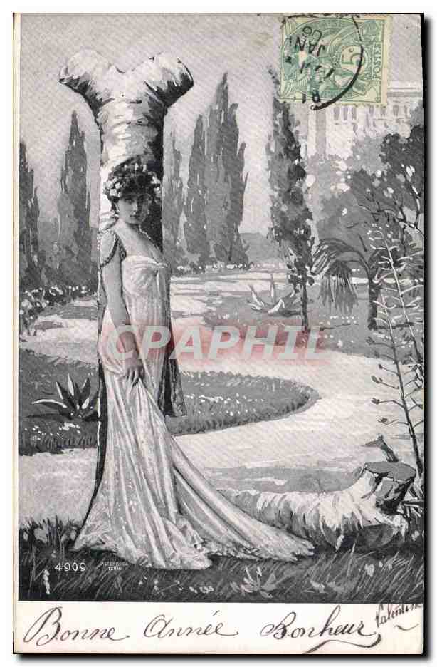 Femme élégante dans un jardin — illustration — Valentine, n° 4909