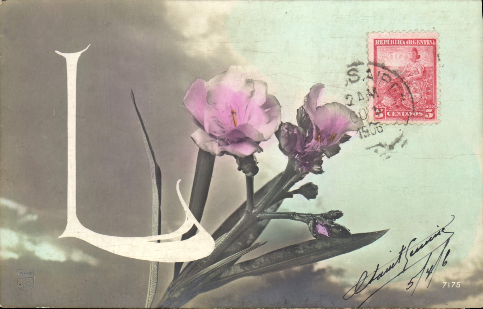 CPA Fantaisie Fleurs Lettres Lettre L 