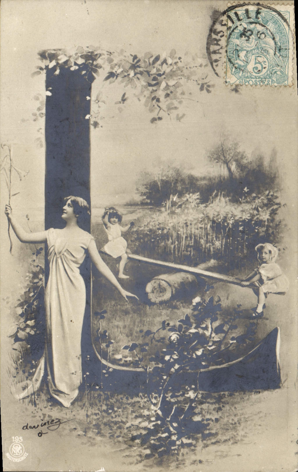 CPA Fantaisie Femme Lettres Lettre L Enfant 