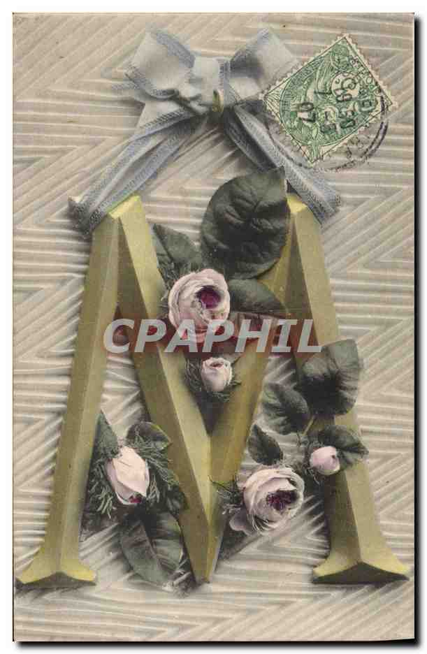 CPA Fantaisie Fleurs Lettres Lettre M 