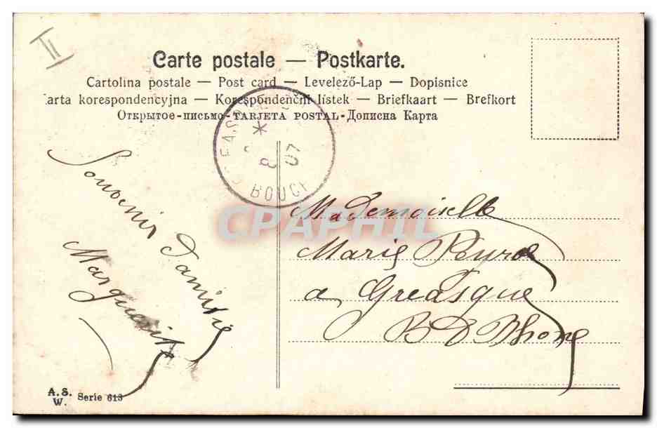 CPA Fantaisie Fleurs Lettres Lettre M  — Verso