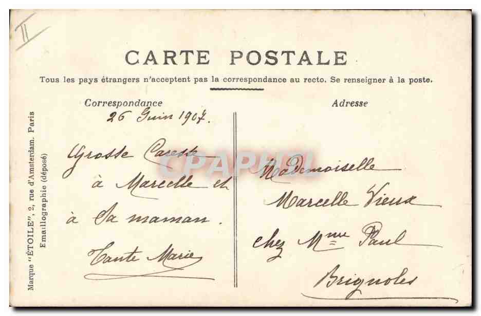 CPA Fantaisie Femme Lettres Lettre M Enfant  — Verso
