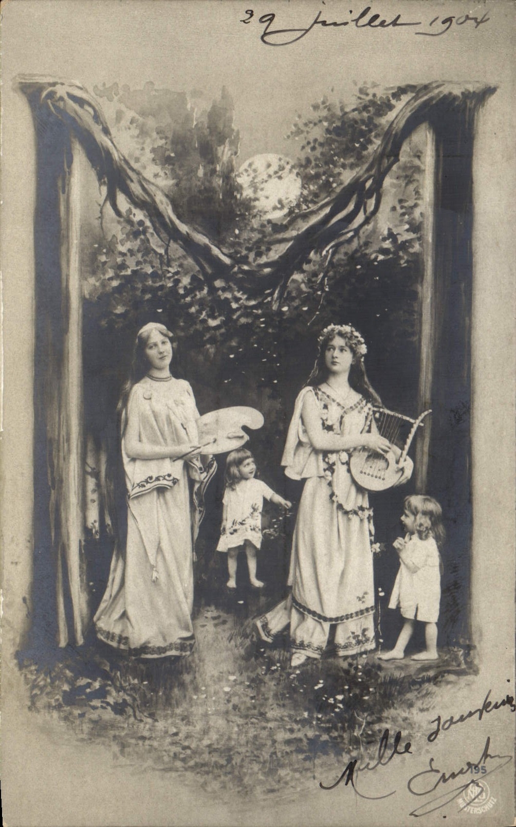 Deux femmes et deux enfants dans un cadre naturel — illustration — Mille Jansen & Co. n°195