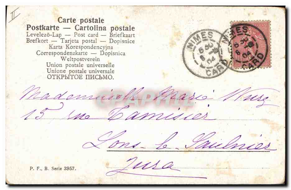 CPA Fantaisie Femme Lettres Lettre M Enfants  — Rückseite