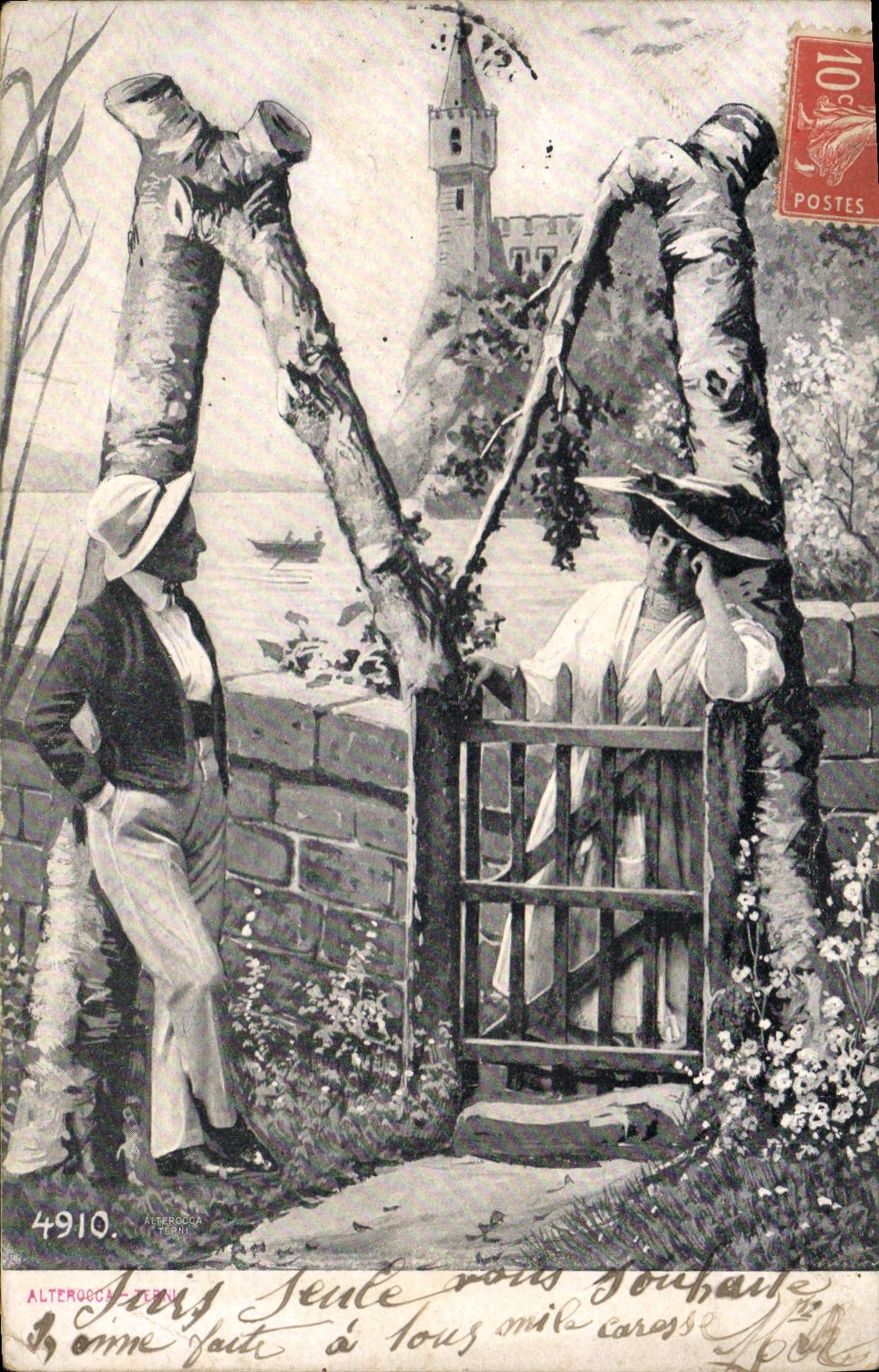 Deux hommes en costume d'époque — scène de port — éditeur ALTEROCCI & TERNI, n° 4910