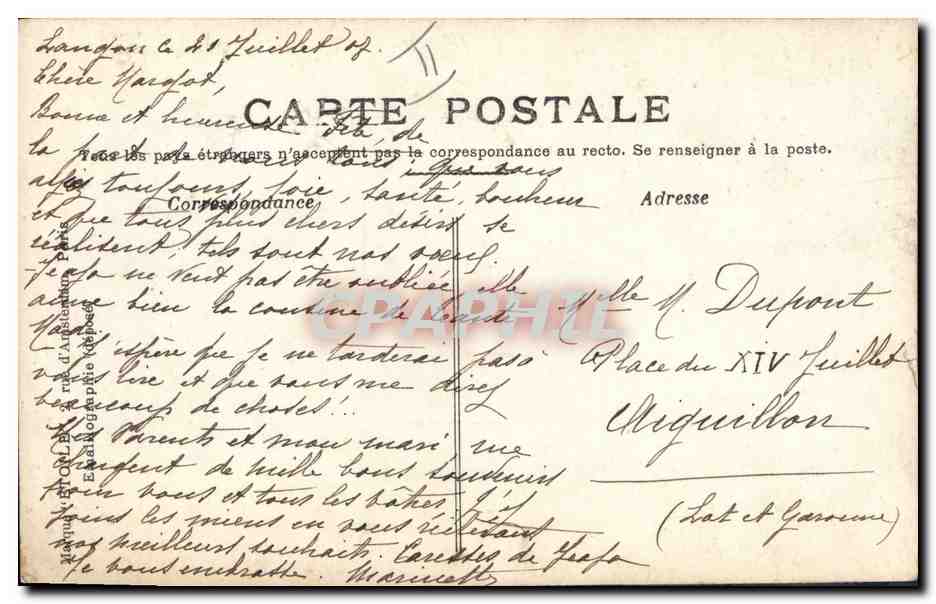 CPA Fantaisie Femme Lettres Lettre M  — Rückseite