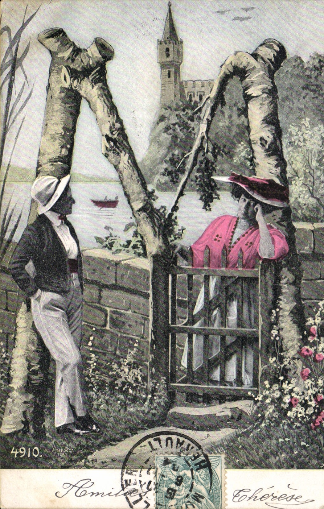 Deux personnes près d'un portail — vue de la tour de Homilat — éditeur Atterocc, n° 4910