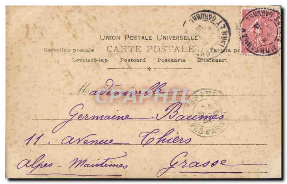 Deux femmes et deux enfants dans un cadre végétal — éditeur Marie de Varo, n° de série non visible — Rückseite