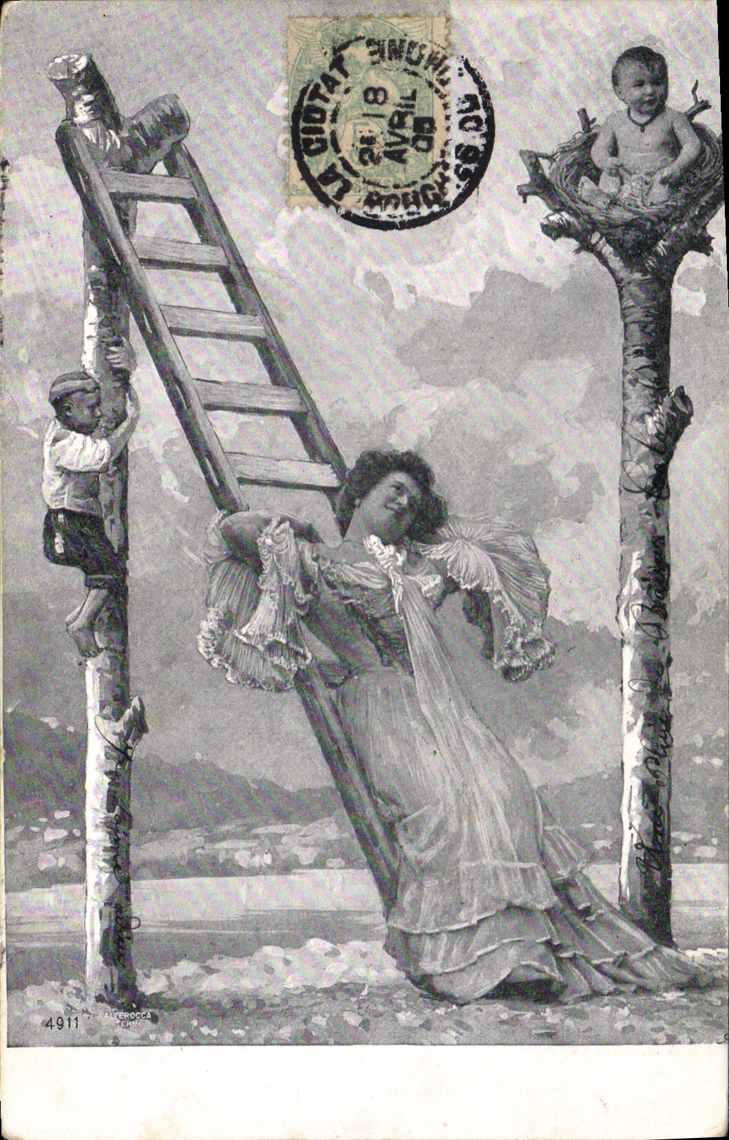 Femme et enfants dans un décor de nature — éditeur anonyme, n° 4911