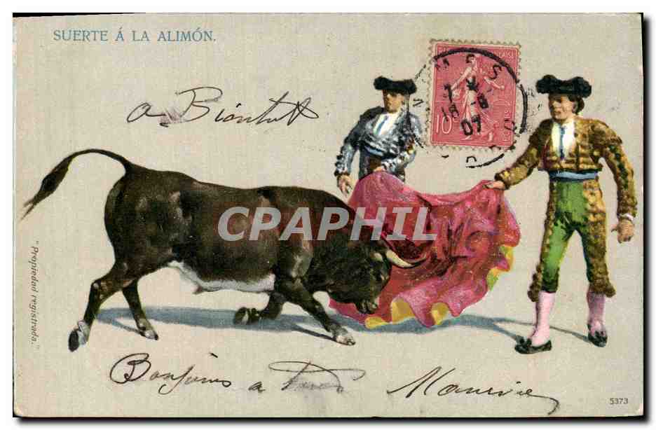 CPA Corrida Course de taureaux Suerte a la Alimon 