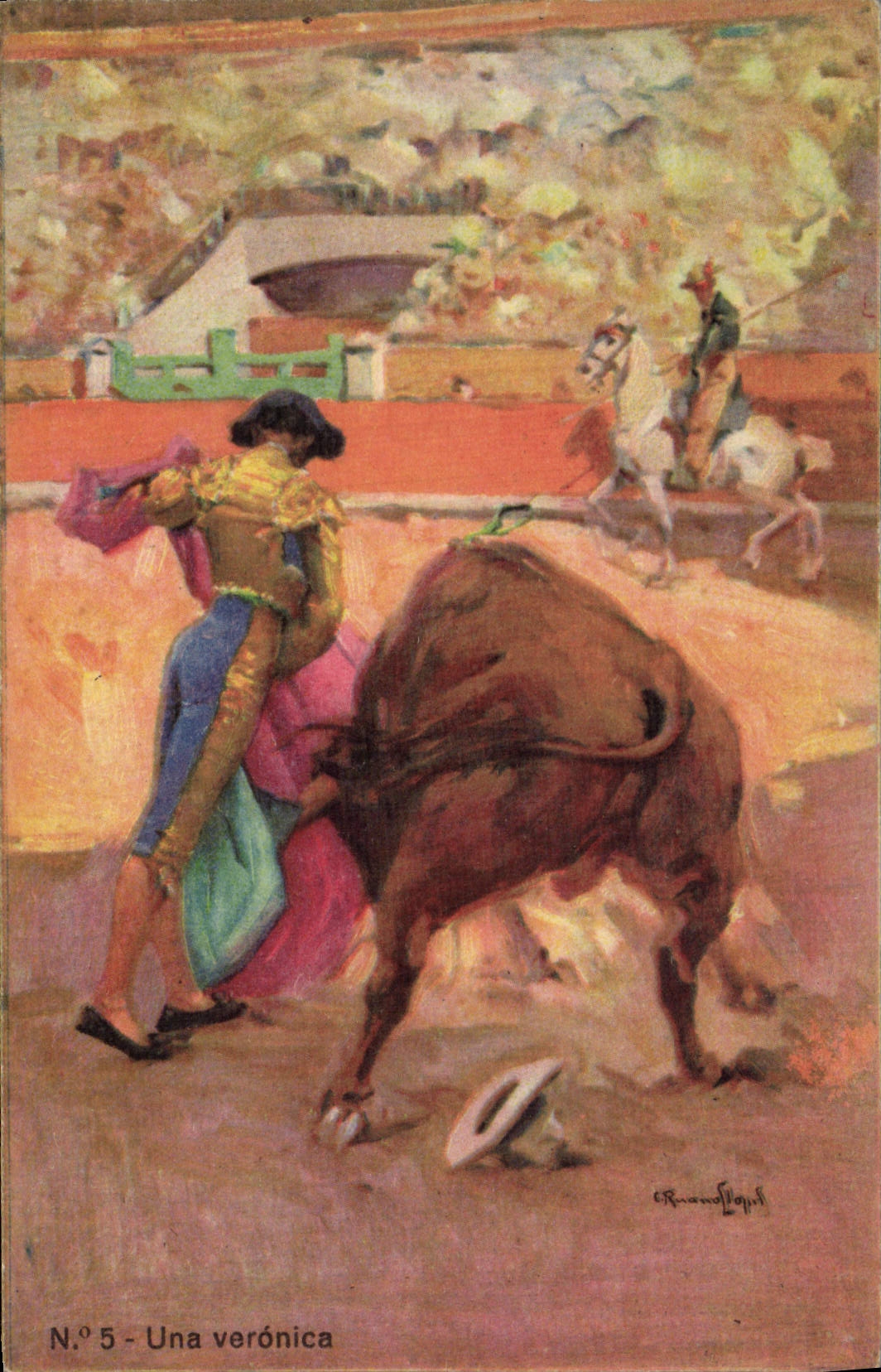 CPA Corrida Course de taureaux Une veronica 