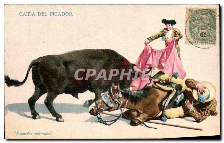 CPA Corrida Course de taureaux Caida del Picador 