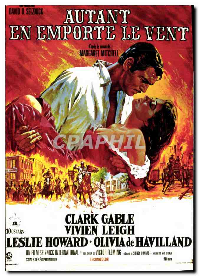 CPA Cinema Autant en emporte le vent Clark Gable Vivien Leigh Leslie Howard Olivia de Havilland
