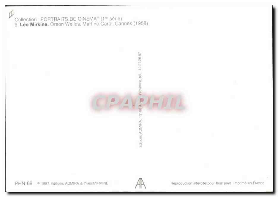 CPA Cinema Leo Mirkine Orson Welles Martine Carol Cannes 1958 — Back