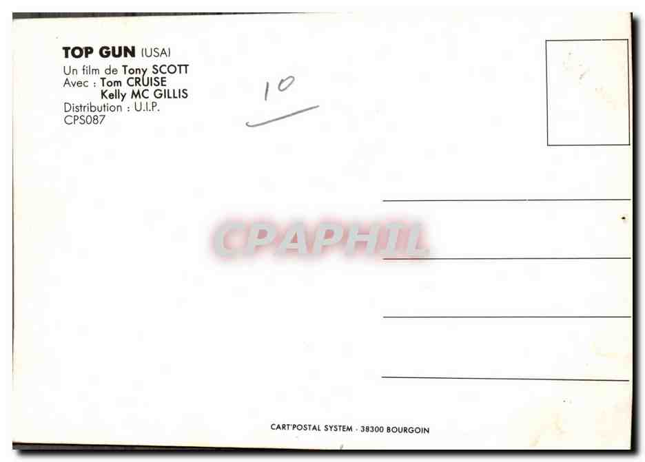 CPA Cinema Top Gun Tom Cruise Kelly McGillis  — Back