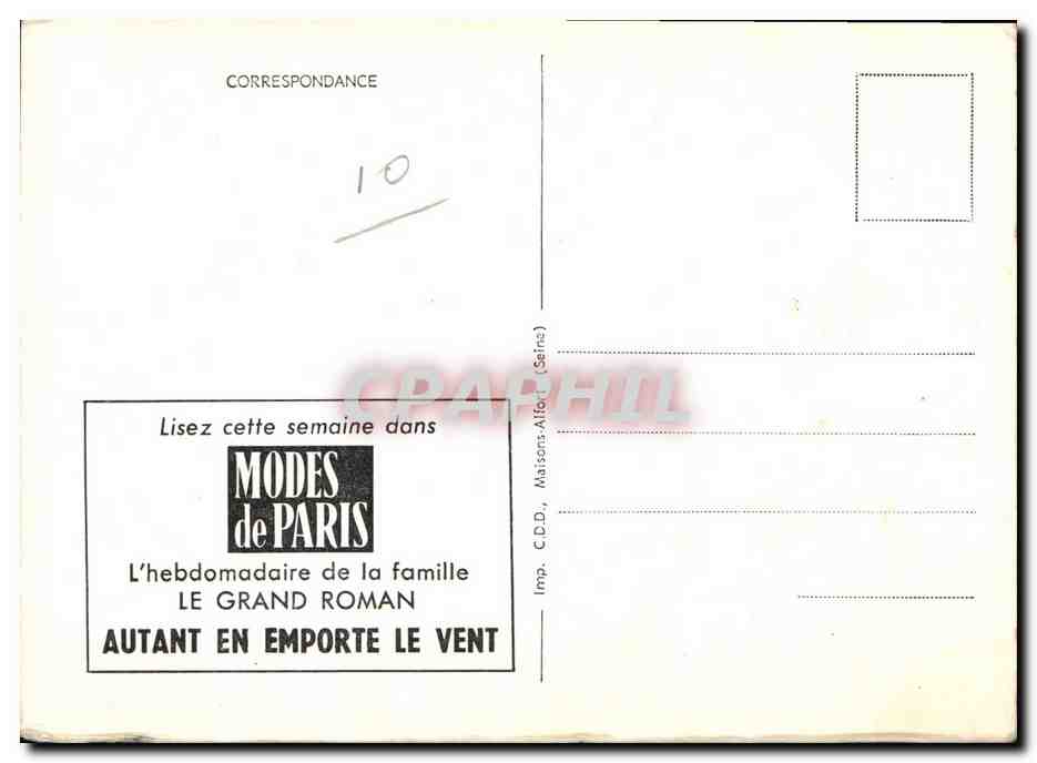 CPA Cinema Autant en emporte le vent Margaret Mitchell — Back