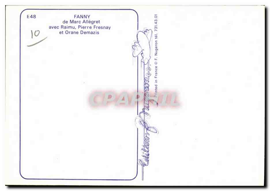 CPA Cinema Fanny Marcel Pagnol Alida Rouffe Mouries Marc Allegret — Back