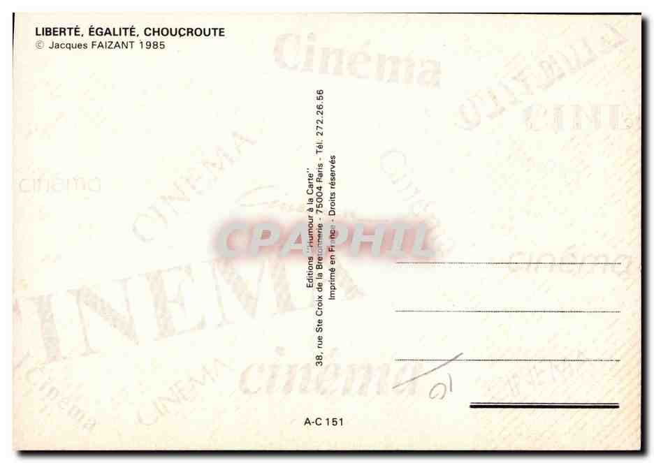 CPA Cinema Liberte Egalite Choucroute Jean Yanne — Back