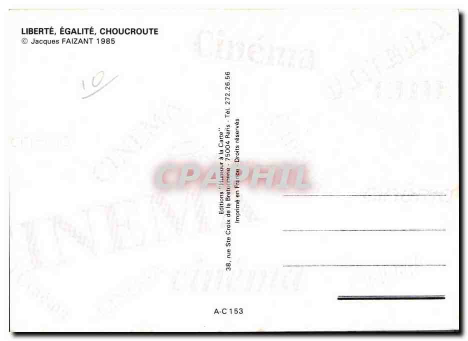 CPA Cinema Liberte Egalite Choucroute Jean Yanne — Back