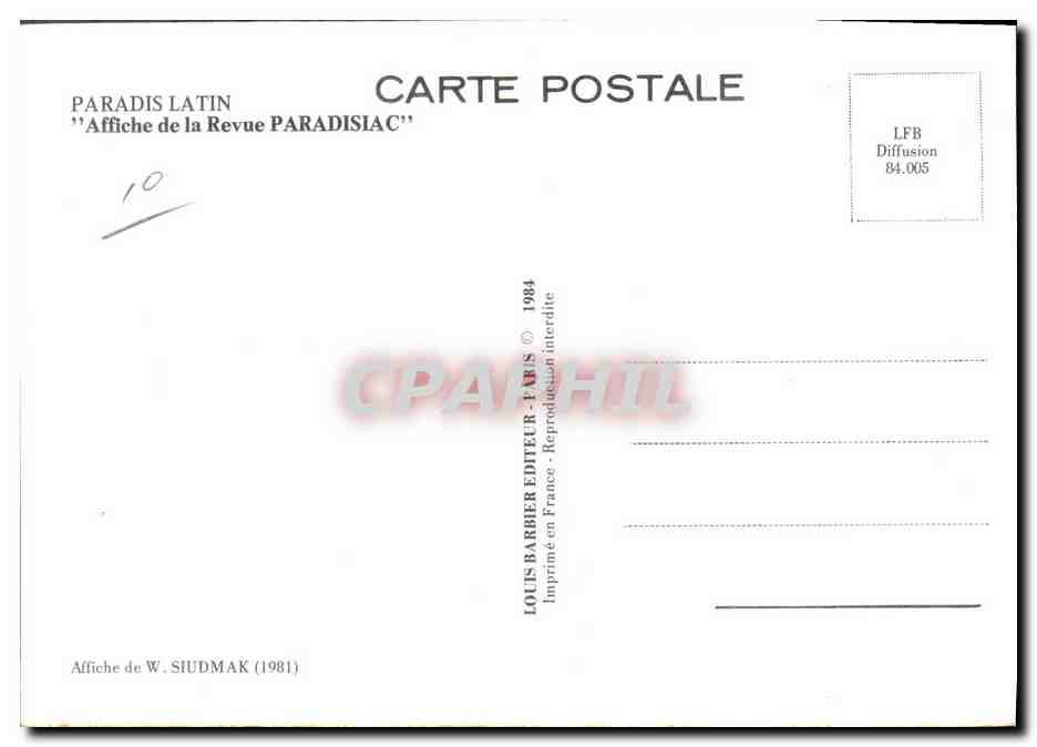 CPA Cinema Paradis Latin Jean et Hubert Kriegel  — Back