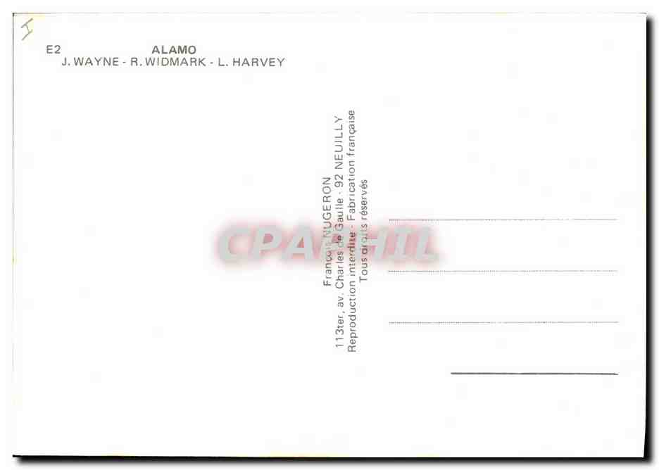 CPA Cinema The Alamo John Wayne Richard Widmark Laurence Harvey — Back