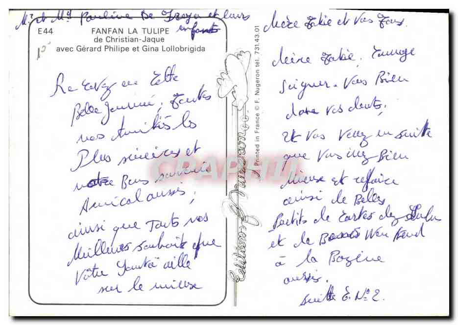 CPA Cinema Fanfan La Tulipe Gerard Philippe — Back