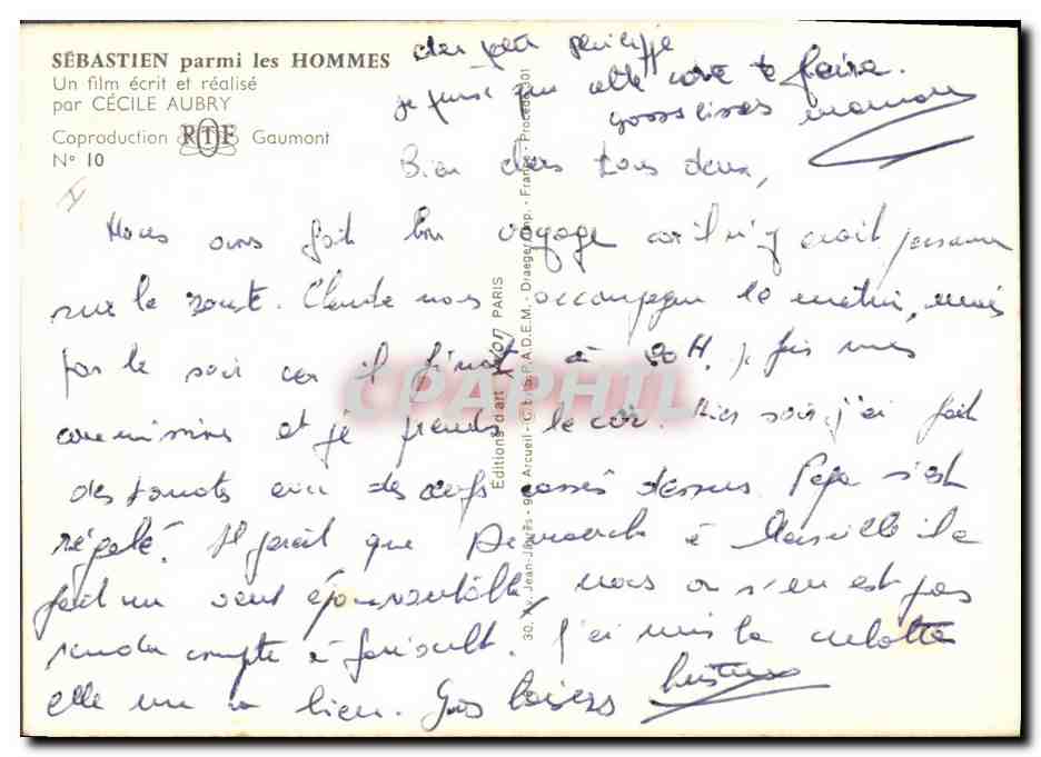 CPA Cinema Sebastien parmi les hommes Cecile Aubry — Back