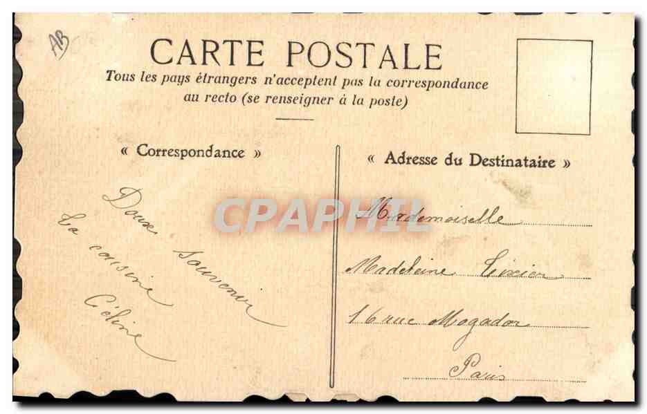 Oiseau portant une lettre — roses — éditeur non visible — Verso