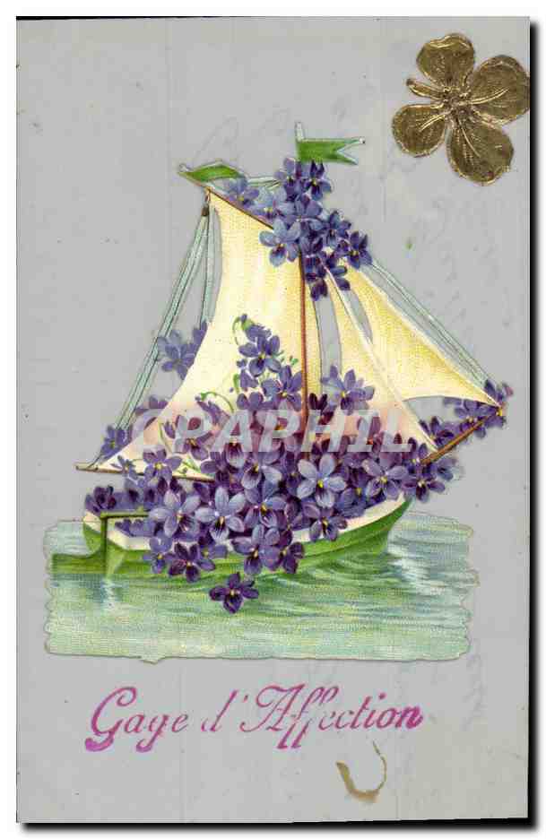 CPA Fantaisie Fleurs Bateau 