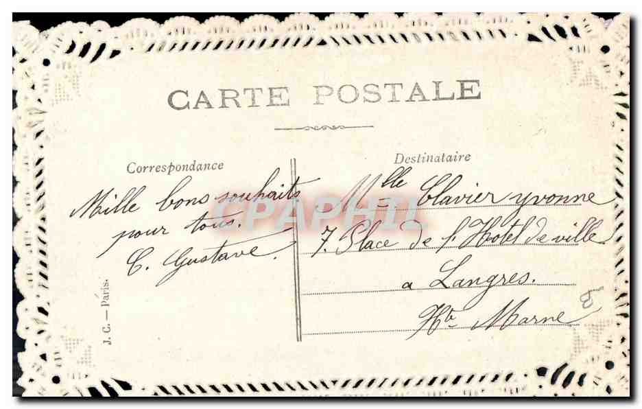 Deux colombes parmi des fleurs bleues — Bonne et Heureuse Année — J.C. Paris — Reverso